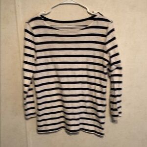 Navy and White Striped Long Sleeve Top
